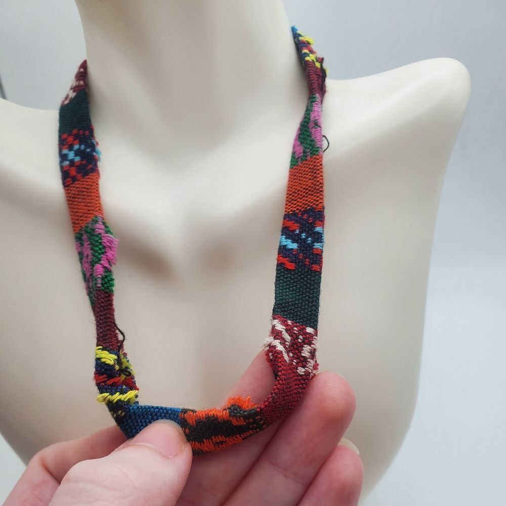 Afghan festive color tribal necklace cloth handmade and hand-sewn piece necklace